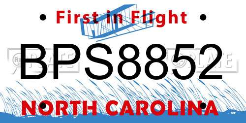 BPS8852 North Carolina License Plate