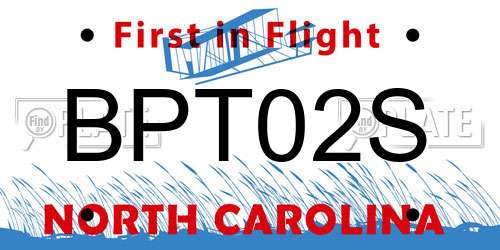 BPT02S North Carolina License Plate