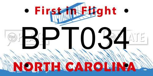 BPT034 North Carolina License Plate