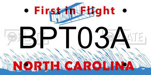 BPT03A North Carolina License Plate
