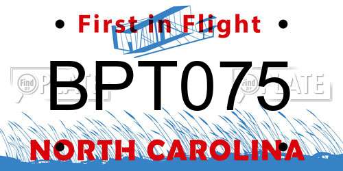 BPT075 North Carolina License Plate