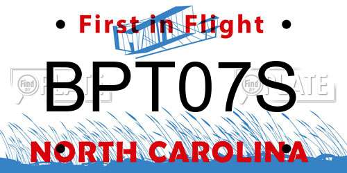 BPT07S North Carolina License Plate