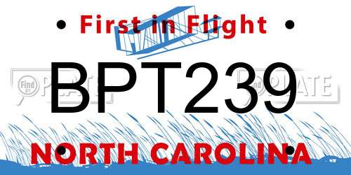 BPT239 North Carolina License Plate
