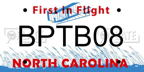 BPTB08 North Carolina License Plate