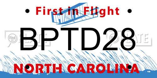 BPTD28 North Carolina License Plate