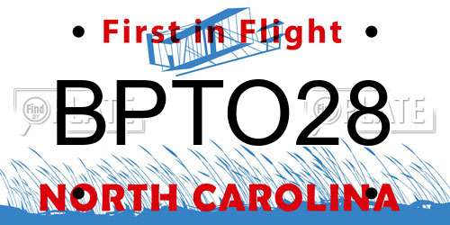 BPTO28 North Carolina License Plate