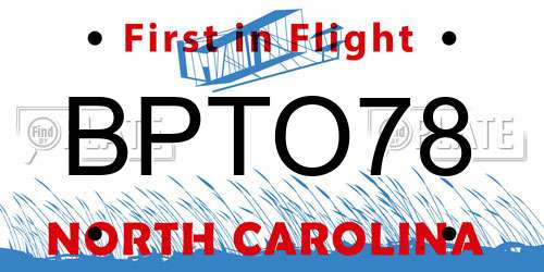 BPTO78 North Carolina License Plate