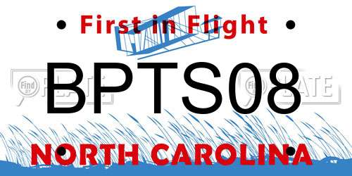 BPTS08 North Carolina License Plate