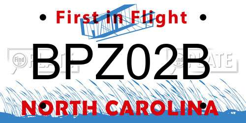 BPZ02B North Carolina License Plate
