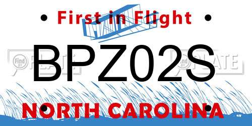 BPZ02S North Carolina License Plate