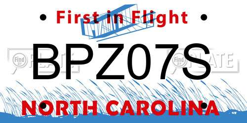 BPZ07S North Carolina License Plate