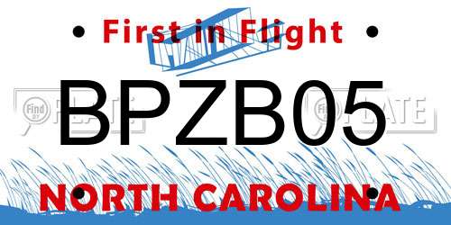 BPZB05 North Carolina License Plate