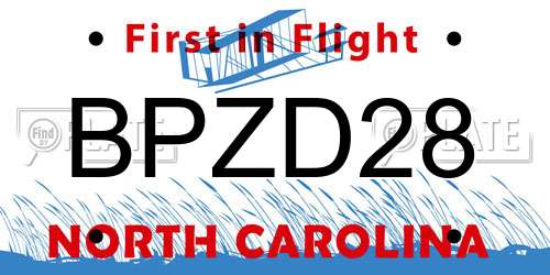 BPZD28 North Carolina License Plate