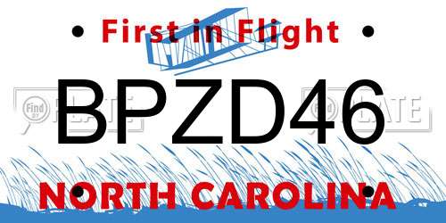 BPZD46 North Carolina License Plate