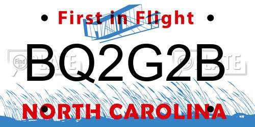 BQ2G2B North Carolina License Plate