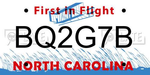 BQ2G7B North Carolina License Plate