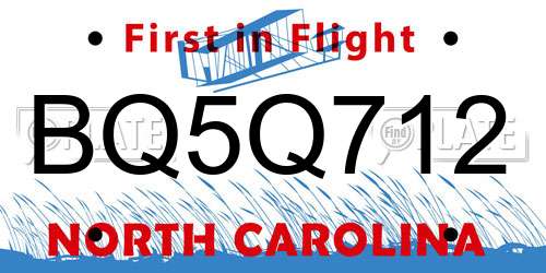 BQ5Q712 North Carolina License Plate