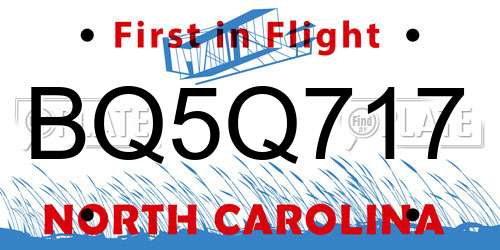 BQ5Q717 North Carolina License Plate