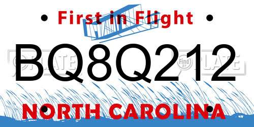 BQ8Q212 North Carolina License Plate