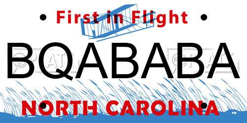 BQABABA North Carolina License Plate
