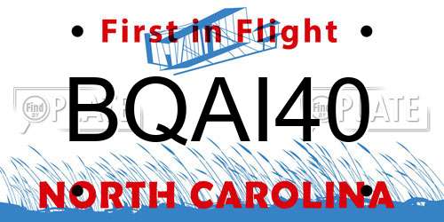 BQAI40 North Carolina License Plate