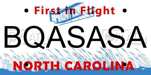 BQASASA North Carolina License Plate