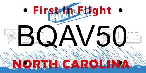BQAV50 North Carolina License Plate