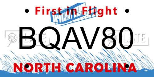 BQAV80 North Carolina License Plate