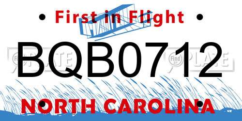 BQB0712 North Carolina License Plate