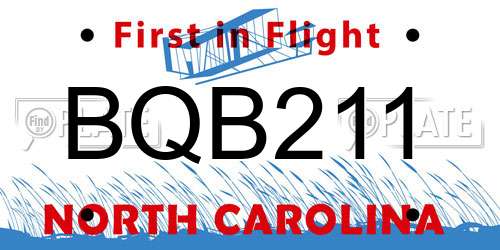 BQB211 North Carolina License Plate