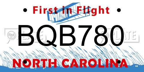 BQB780 North Carolina License Plate