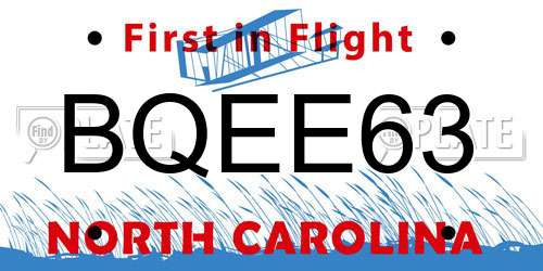 BQEE63 North Carolina License Plate