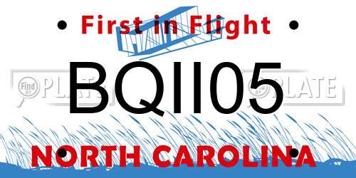 BQII05 North Carolina License Plate