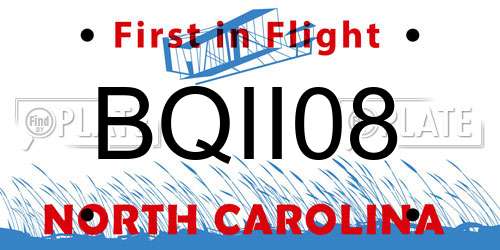 BQII08 North Carolina License Plate