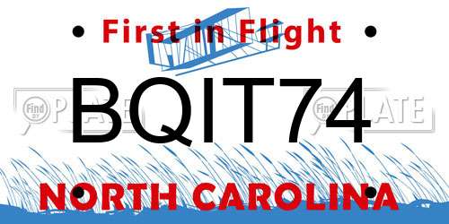 BQIT74 North Carolina License Plate