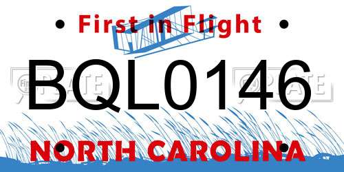 BQL0146 North Carolina License Plate