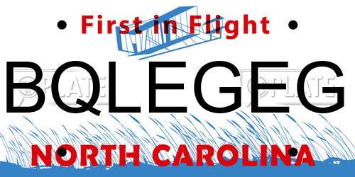 BQLEGEG North Carolina License Plate