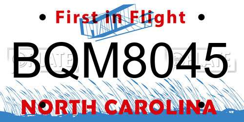 BQM8045 North Carolina License Plate