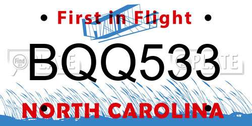BQQ533 North Carolina License Plate