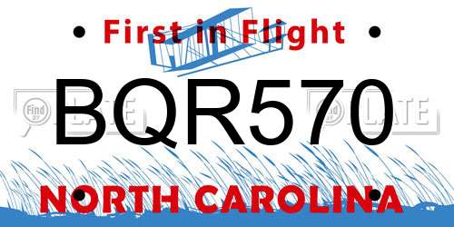 BQR570 North Carolina License Plate