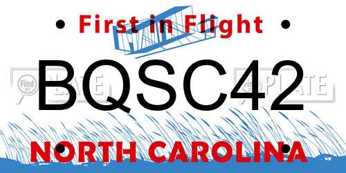 BQSC42 North Carolina License Plate