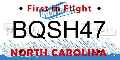 BQSH47 North Carolina License Plate