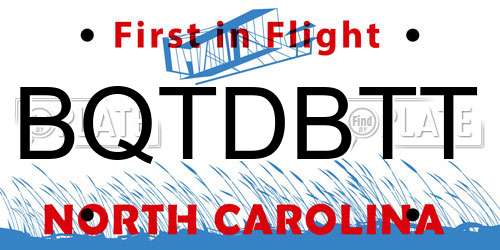 BQTDBTT North Carolina License Plate