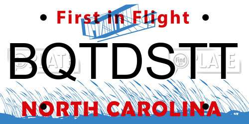 BQTDSTT North Carolina License Plate