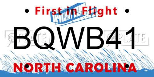 BQWB41 North Carolina License Plate