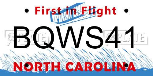 BQWS41 North Carolina License Plate