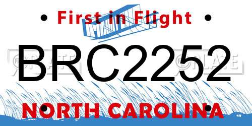BRC2252 North Carolina License Plate