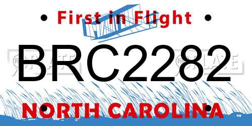 BRC2282 North Carolina License Plate