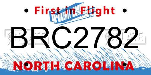 BRC2782 North Carolina License Plate