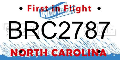 BRC2787 North Carolina License Plate